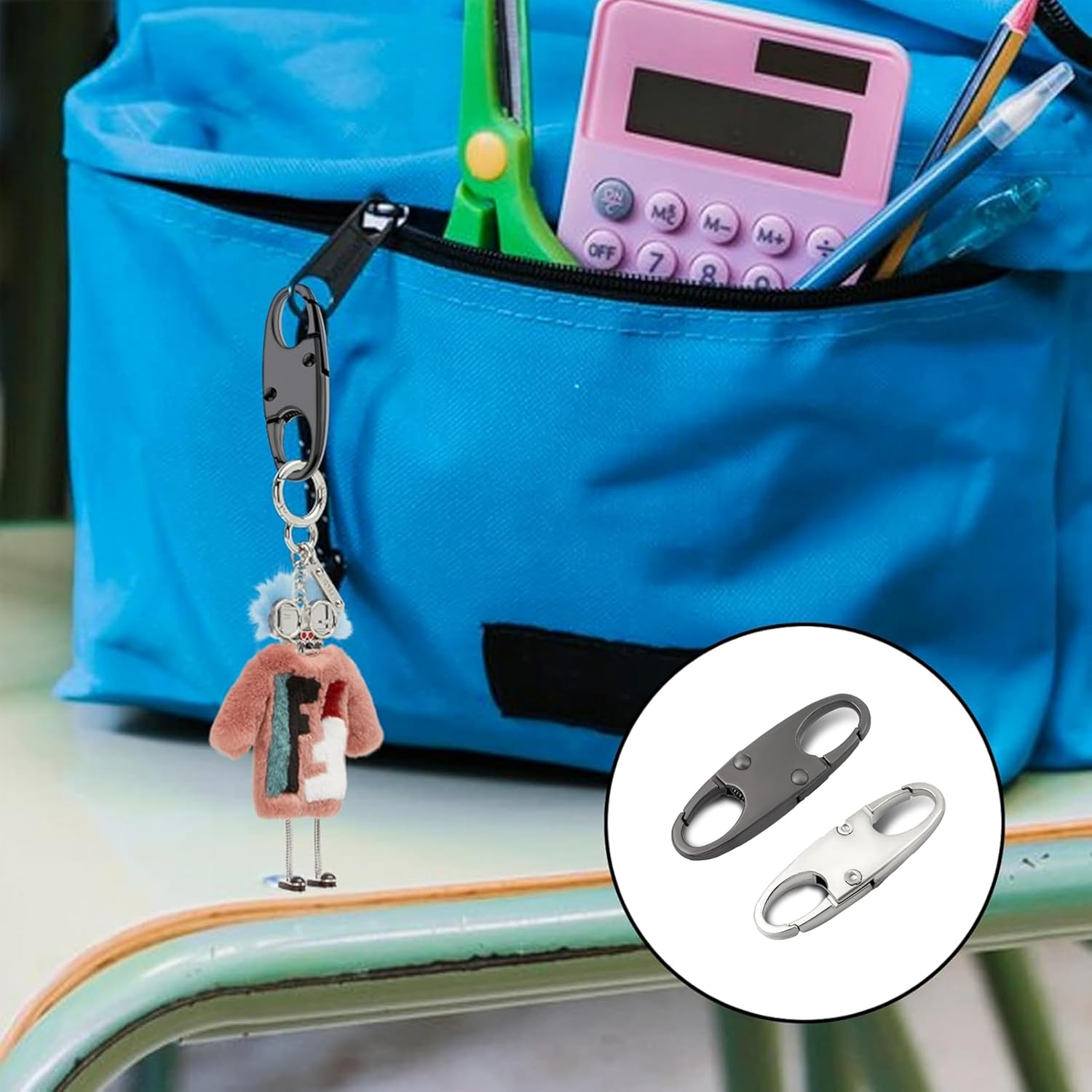 6Pcs Zipper Pull Replacement, Zipper Clip Theft Deterrent,Premium Zipper Lock,Upgraded Zipper Pull,Theft Deterrent Dual Opening S Shaped Carabiner for Backpacks Traveling Camping Suitcases image number 5