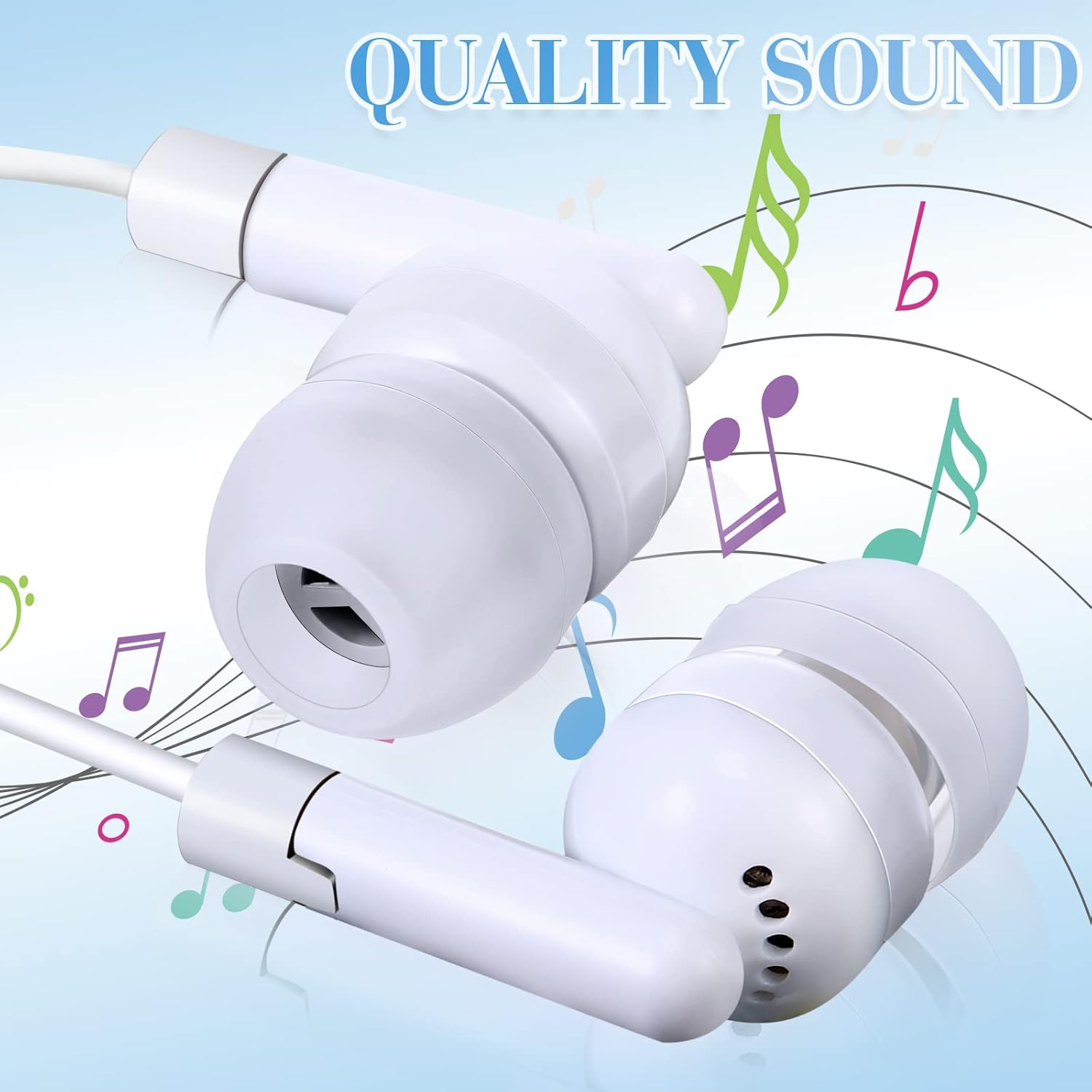 Kanayu 100 Pack Wired Earbuds - White in Ear Headphones - Basic Student Earbuds - No Microphone - 3.5 MM Jack - Suitable for Kids, Schools, Libraries, Laptop