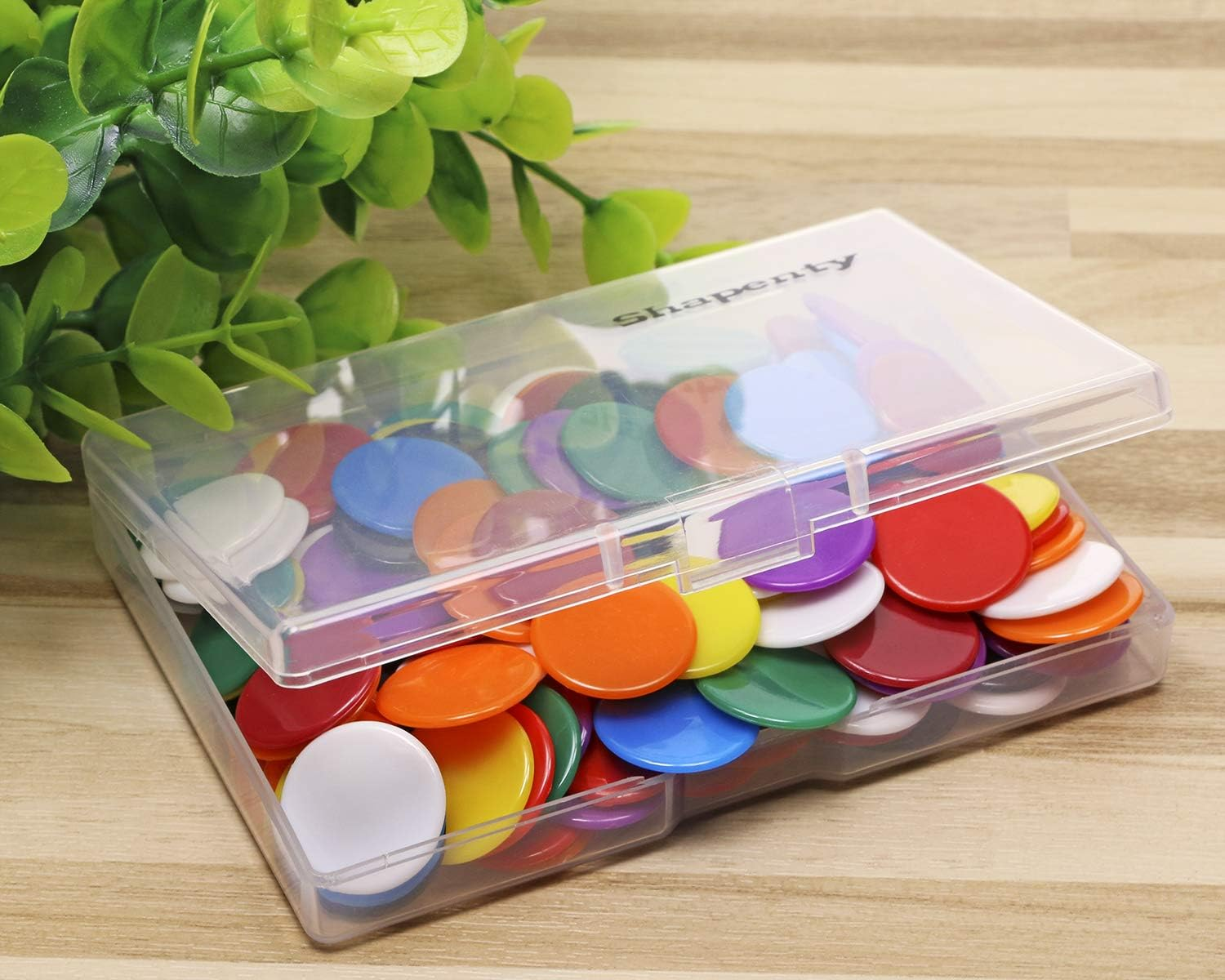 Shapenty 3/4Inch / 19Mm Small Plastic Learning Counters Disks Bingo Chip Counting Discs Markers for Math Practice and Poker Chips Game Tokens with Storage Box, 9 Colors, 135PCS image number 2