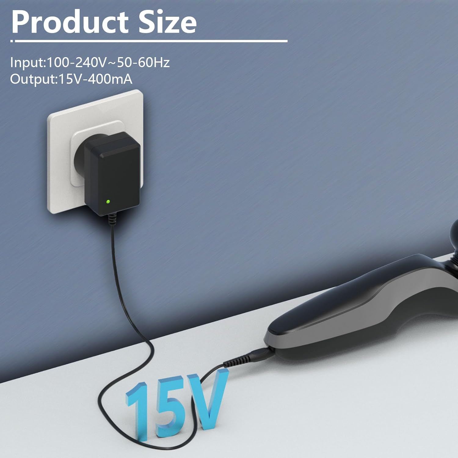 15V Shaver Charger for Philips HQ8505 7000 5000 3000 Series Mg5750 Mg7790 MG7 S1560 Electric Razor Trimmer Adapter Cable Replacement for Philips AT810/41 AT830 BT5210/42 BT7215/49 PT724/41 PT730/41