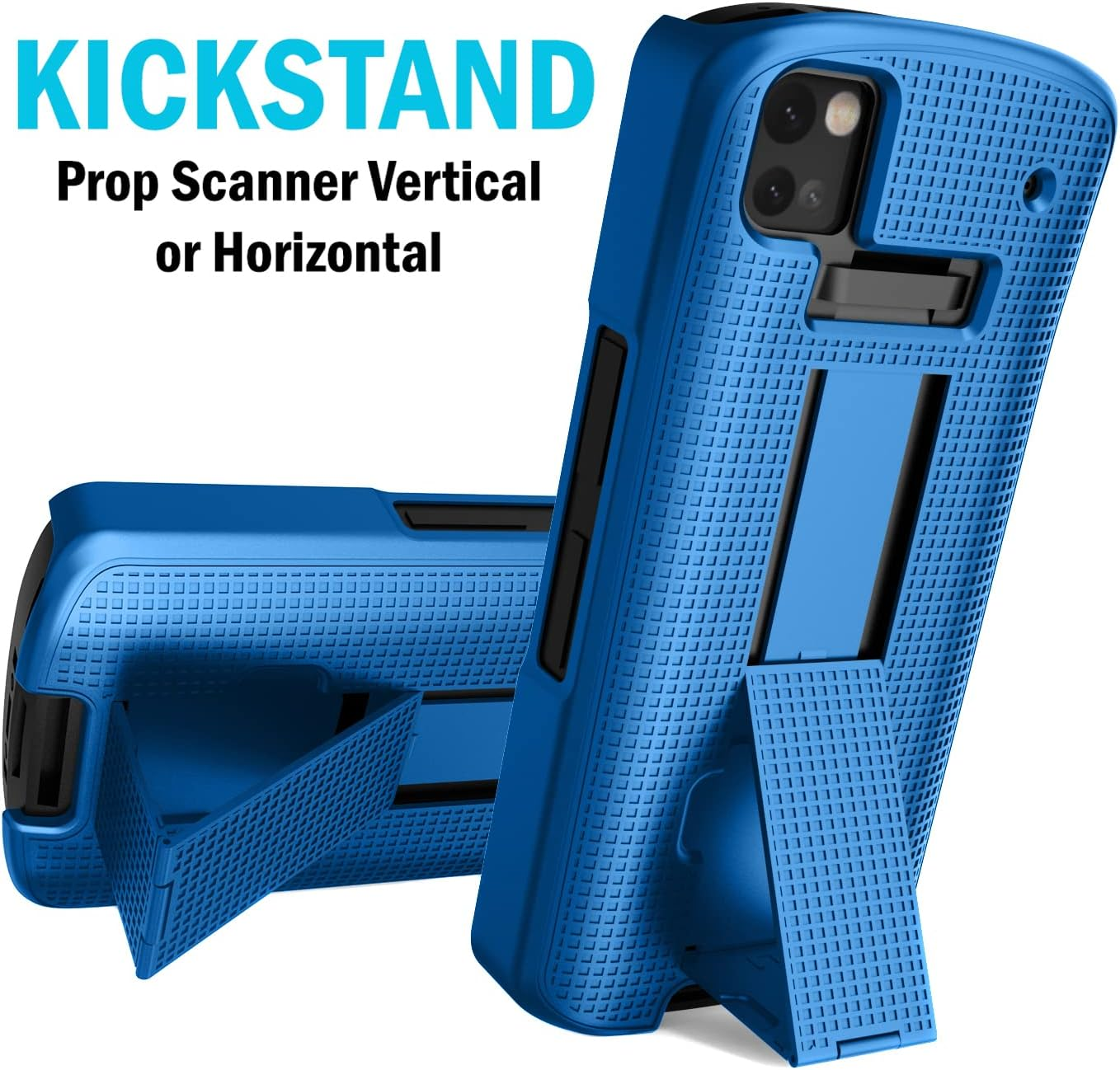 Nakedcellphone Case + Hand Strap Combo for Zebra TC53 TC58 Mobile Computer Scanner, Textured Slim Hard Shell Protector Cover with Kickstand - Cobalt Blue image number 4