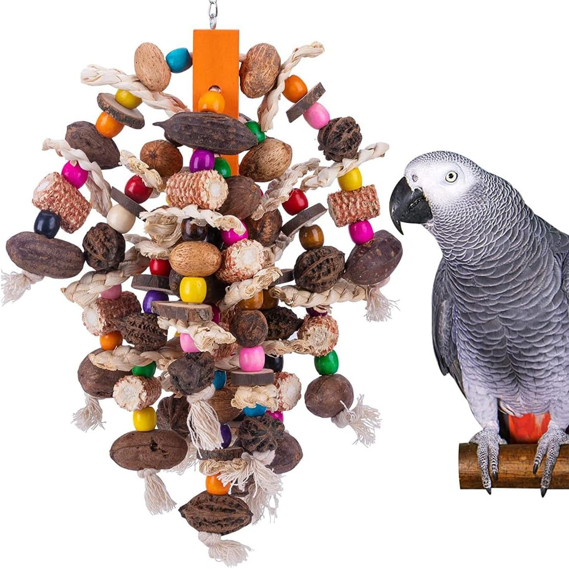 AIMALL 1Pc Parrot Toy Colorful Corn Cob and Fruit String, Large Parrot Chewing Toy for Macaw, African Grey, Cockatoos, and Other Medium Birds, 19.68Inch image number 2