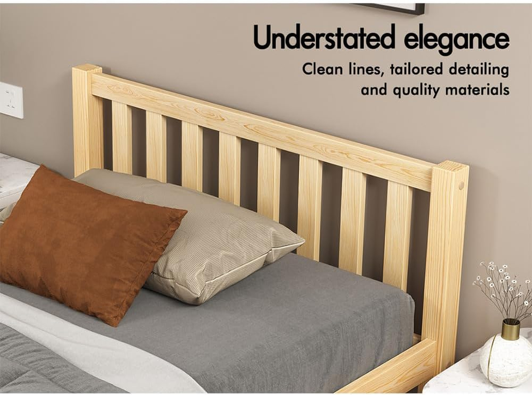 ALFORDSON Bed Frame Single Size Wooden Bed Base with Solid Wood Pine Timber Slats, Mattress Base Platform Support, Oak Bed Foundation with Storage Space, Fenella Series Home Bedroom Furniture image number 5