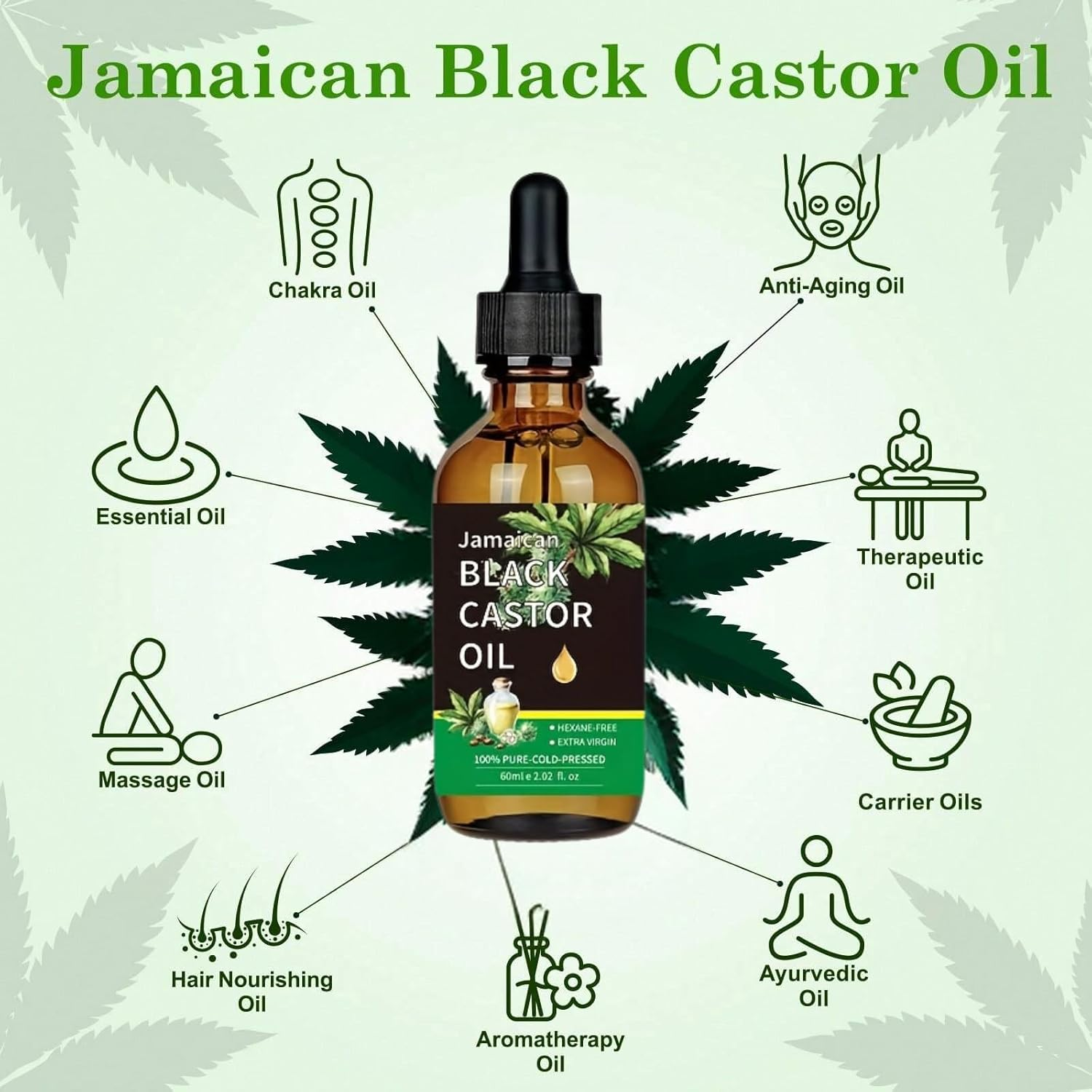 Jamaican Black Castor Oil, 100% Pure (2.02 Oz with Eyelash Kit)-Organic Castor Oil for Hair & Skin, Stimulate Growth for Eyelashes, Eyebrows, Massage Oil for Aromatherapy 60ML image number 4