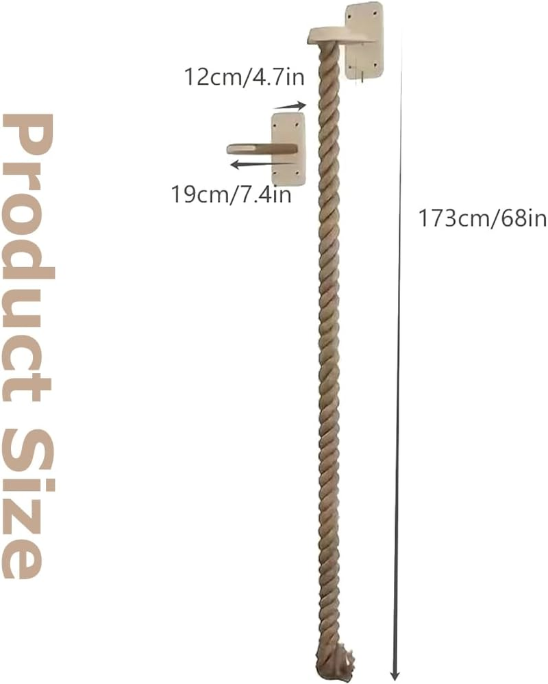 Cat Climbing Rope,Cats Scratching Jute Rope, with Hook,Kitten Scratching Strand,Kitty Entertainment Supplies,Wall Mounted Kitten Climb String,For Indoor Home Pets,Kitling image number 1