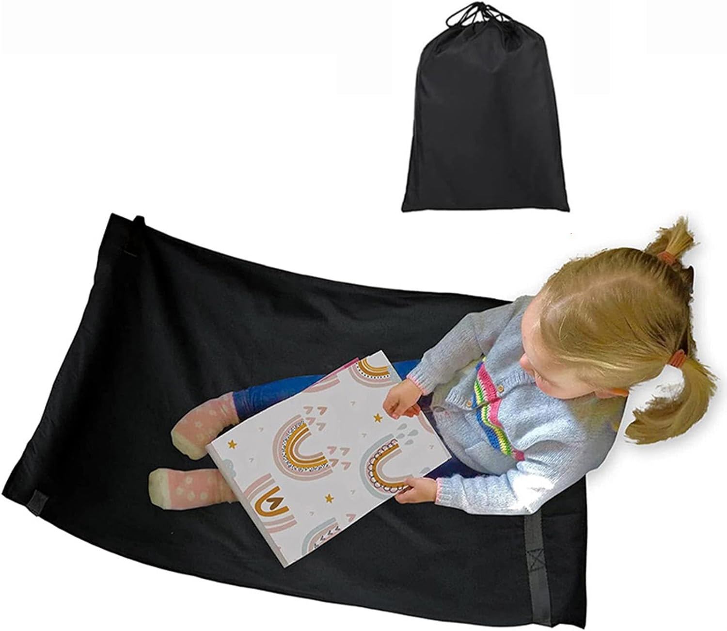 Portable Children'S Aircraft Footstool,Child Travel Aircraft Seat Extender | Child Airplane Footrest,Toddler Travel Beds,Kids Travel Cot for Planes,Trains, Comfortable and Restful Travel - Black image number 4