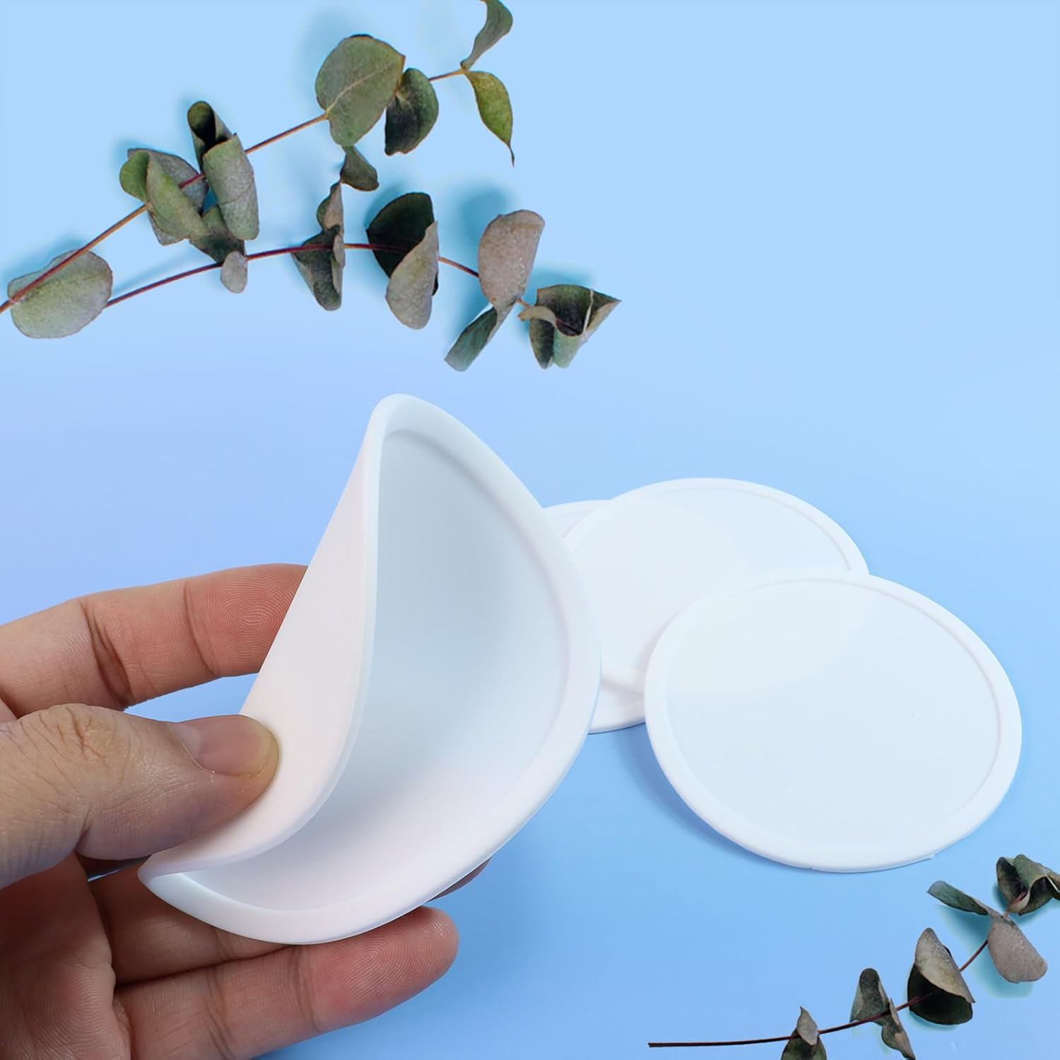 5-Pack White Silicone round Coasters - Non-Slip Drink Coasters for Dining Table & Desk image number 3