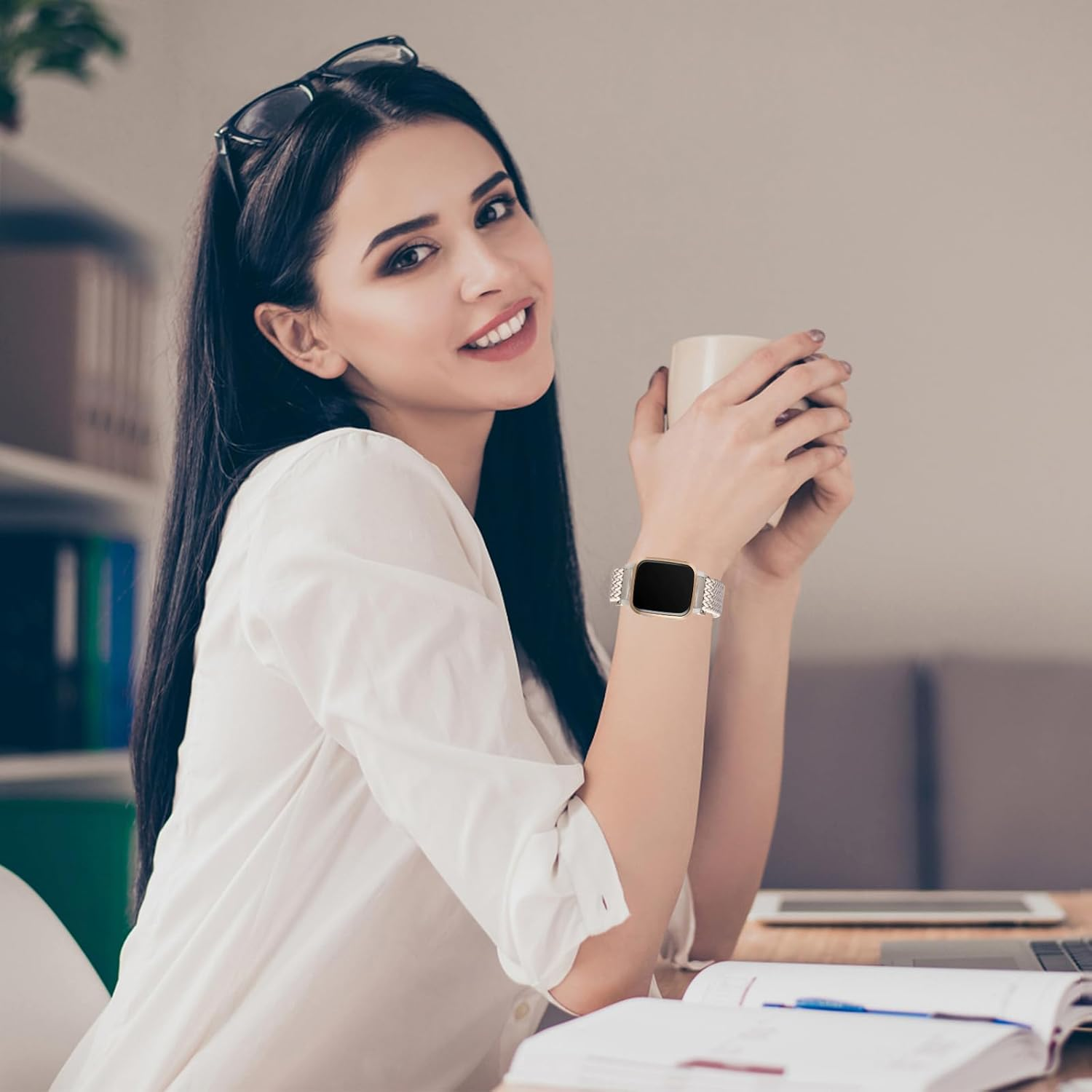 2 Pack Braided Stretchy Nylon Watch Bands Compatible with Garmin Venu Sq/Venu Sq 2/Venu 2 Plus, 20Mm Loop Elastic Fabric Straps for Garmin Vivoactive 5 / Vivoactive 3 Women Men image number 3