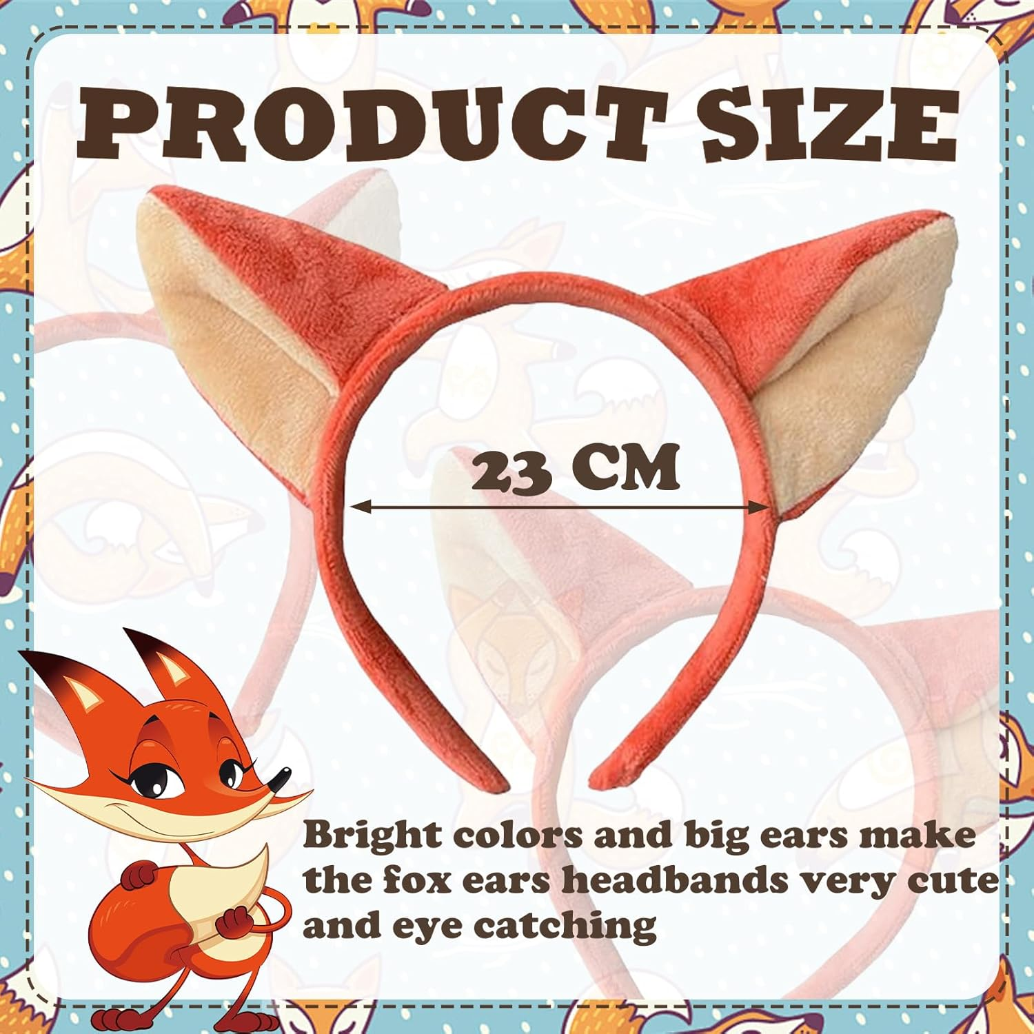 Fox Ears, Fox Ears Headband, Cartoon Fox Plush Animal Ears Cartoon Club Christmas Party Cosplay, for Christmas Decorations Fancy Dress up Fox Cosplay Costume image number 3