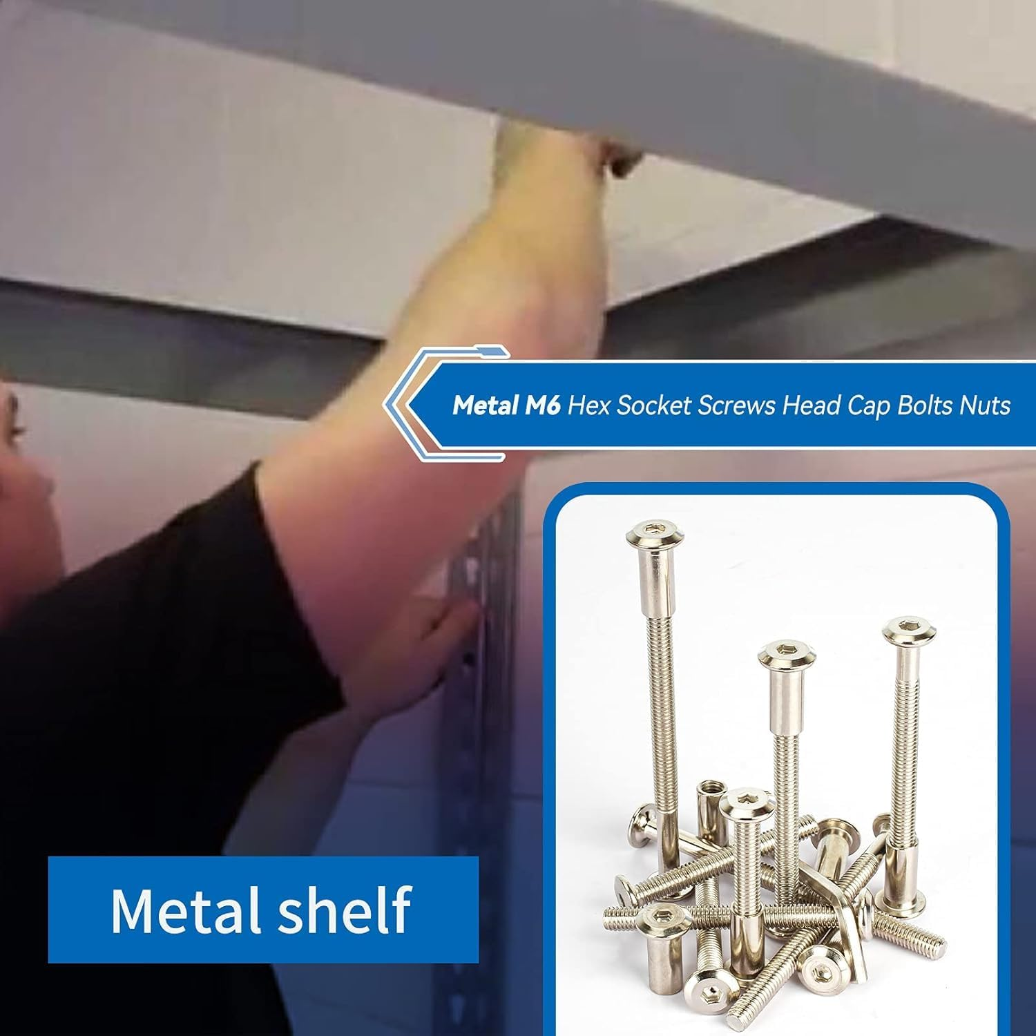 100Pcs M6X40/50/60/70/85Mm Hex Socket Cap Bolts and Barrel Nuts Assortment Kit, Furniture Joint Connector Bolt & Cap Nut Kit, Countersunk Furniture Crib Bolts for Bed Chair Table Cabinet image number 5