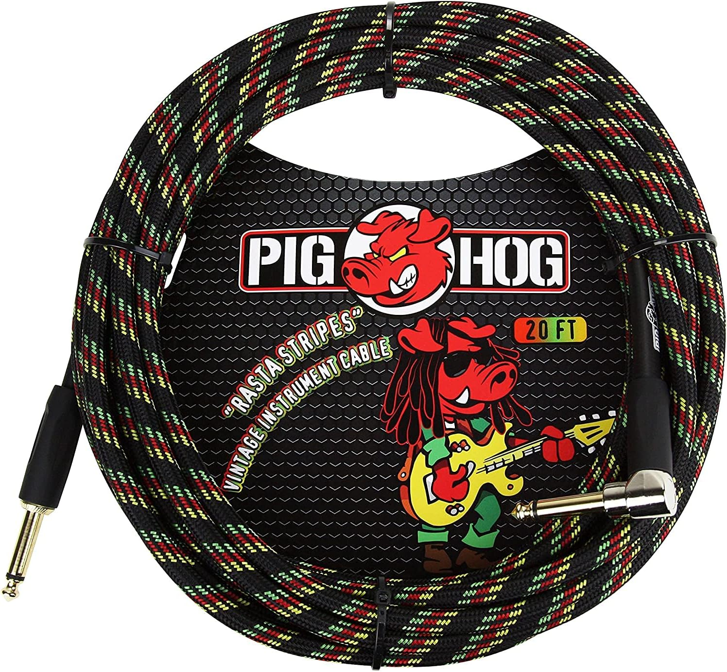 Pig Hog PCH10AGR Amplifier Grill Right-Angle 1/4" to 1/4" Guitar Instrument Cable, 10 Ft. Amplifier Grill 10 Feet Amplifier Grill