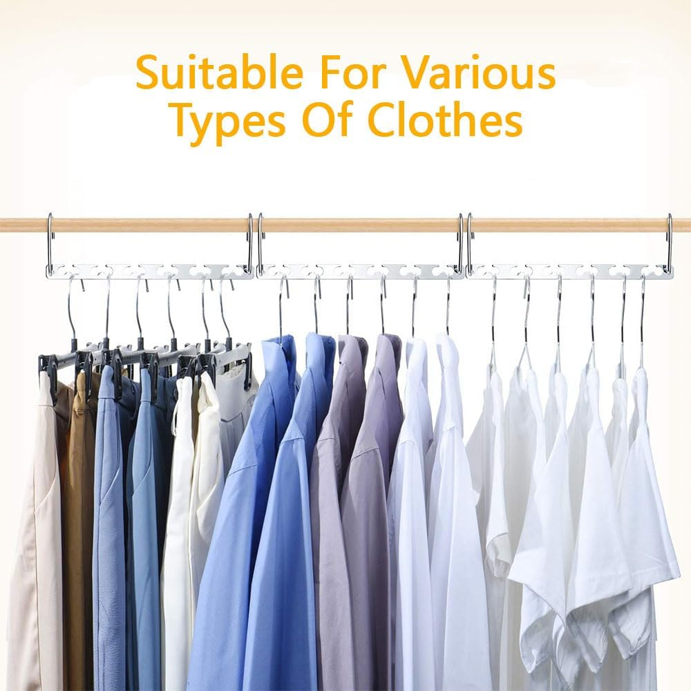 8-Pack Space Saving Magic Hangers, Stainless Steel Closet Organizer with 6 Adjustable Holes, Collapsible Wardrobe Clothes Hanger for Storage & Organization image number 2