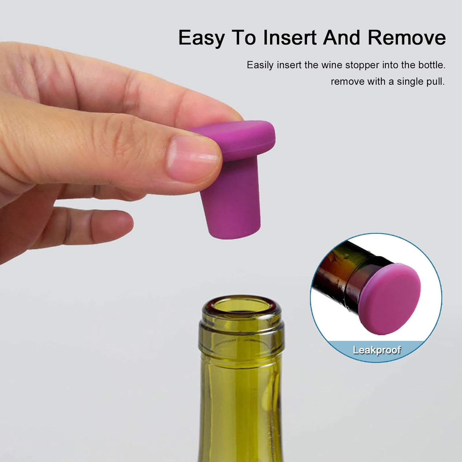 Reusable Wine Bottle Stoppers,Bottle Cover with Food Grade Silicone Wine Cap Sealer Stopper Wine Preserver Wine Accessories Beverage Bottle Stoppers, 6 Pack image number 3