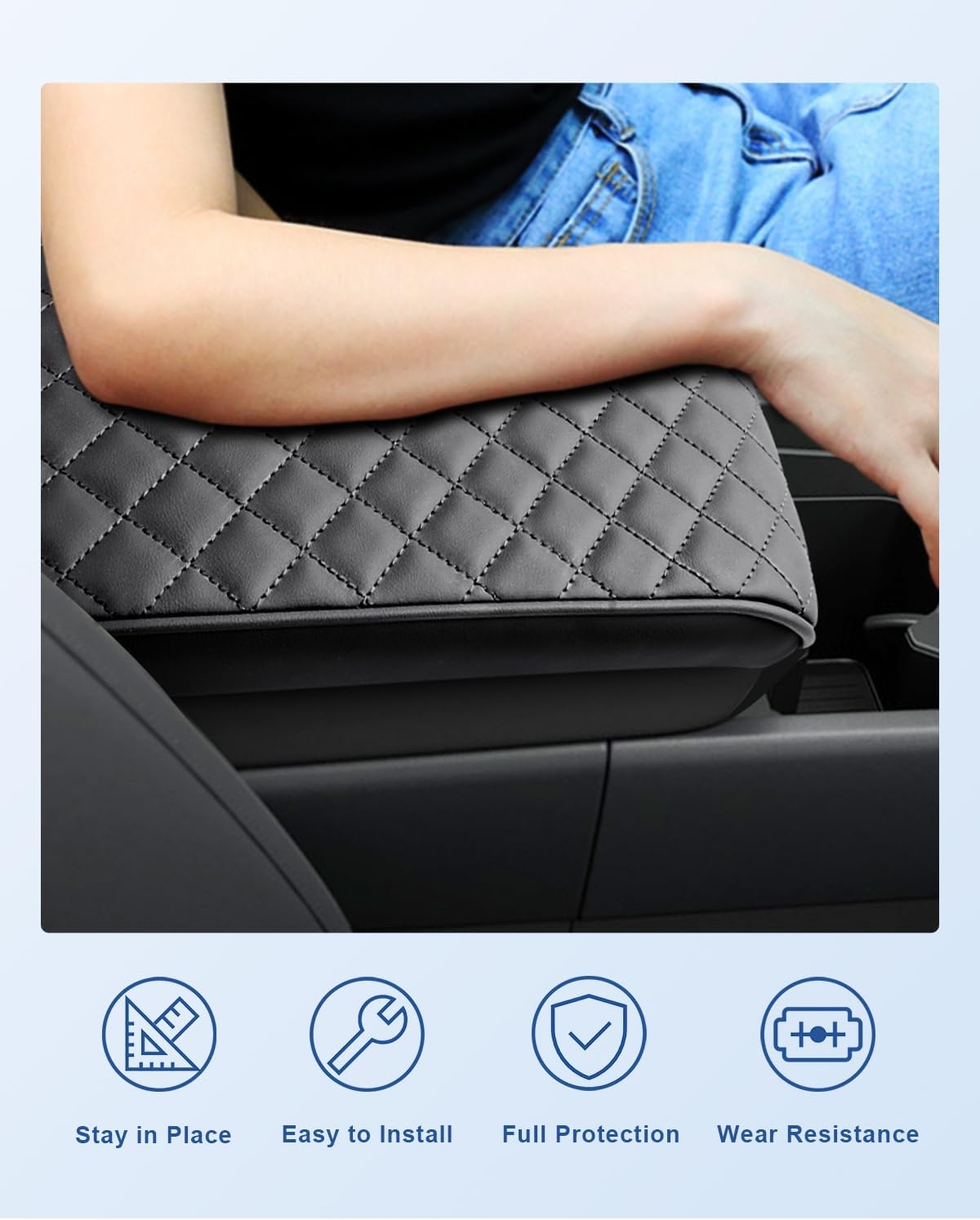 CDEFG Compatible with 2024 2025 Hyundai Santa Fe Center Console Cover Compatible with 2024 Hyundai Santa Fe MX5 Accessories Armrest Cover 2025 Santa Fe Middle Console Pad Santa Fe 2024 Seat Box Cover - Grey image number 3