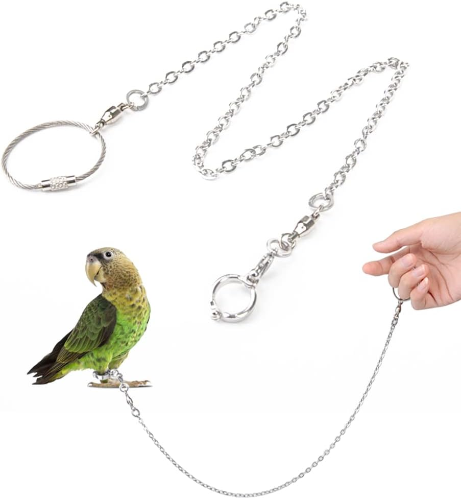 XUSUD Bird Foot Rings Stainless Steel Split Bird Rope Rings Anti-Bite Bird Training Chains for Parrot or Starling Bird Pets image number 2
