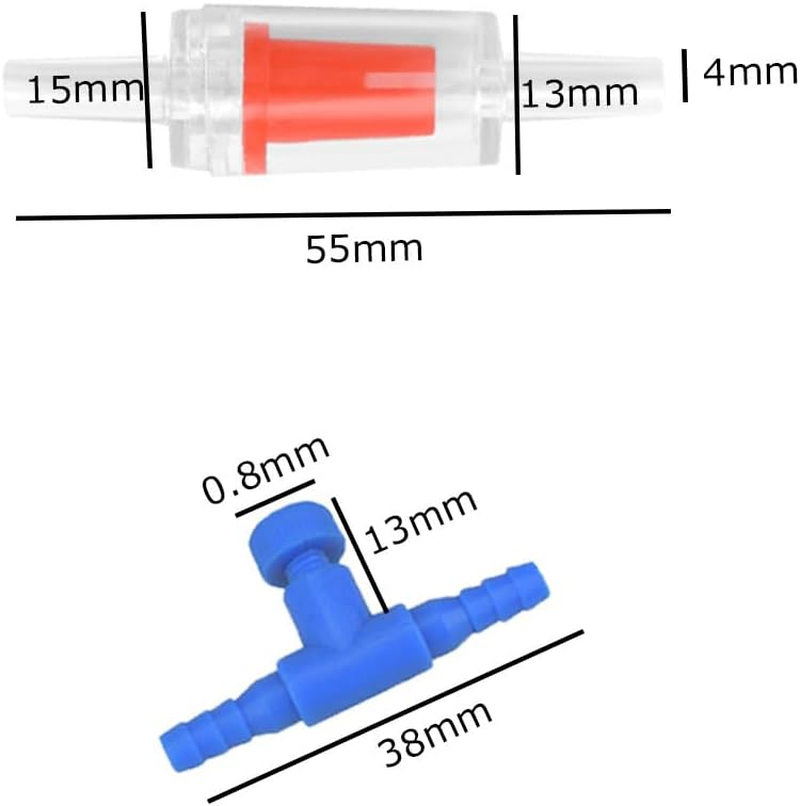 12Pcs Aquarium Pump Protectors, 4Mm Aquarium Air Pump Accessories, Fish Tank Accessories for Air Pump Line, One Way Non-Return Check Valve Aquarium Air Pump Accessories (6 Check Valves+6 Control) image number 2
