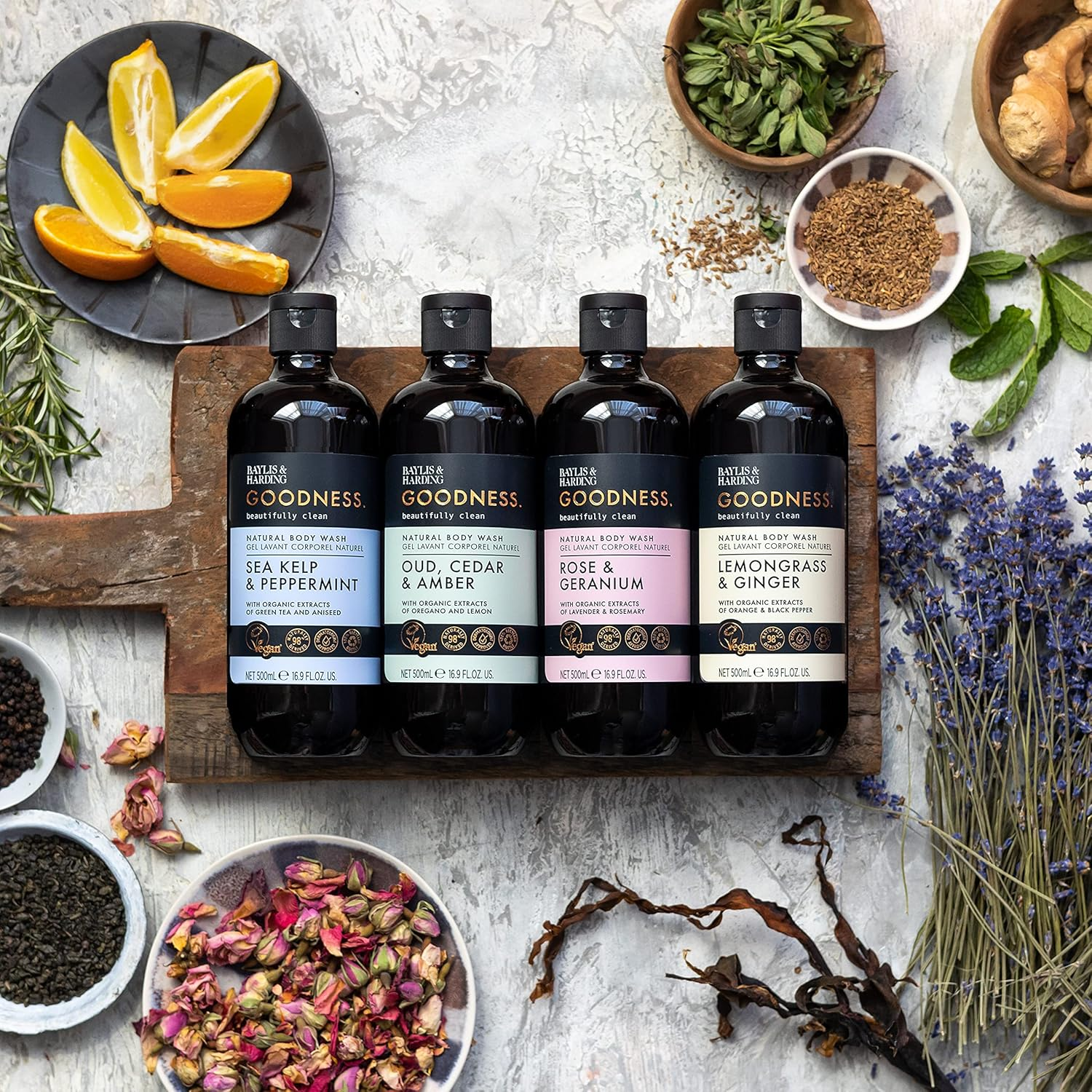 Baylis & Harding Goodness Oud Cedar & Amber 500Ml Shower Gel Pack of 3 image number 3