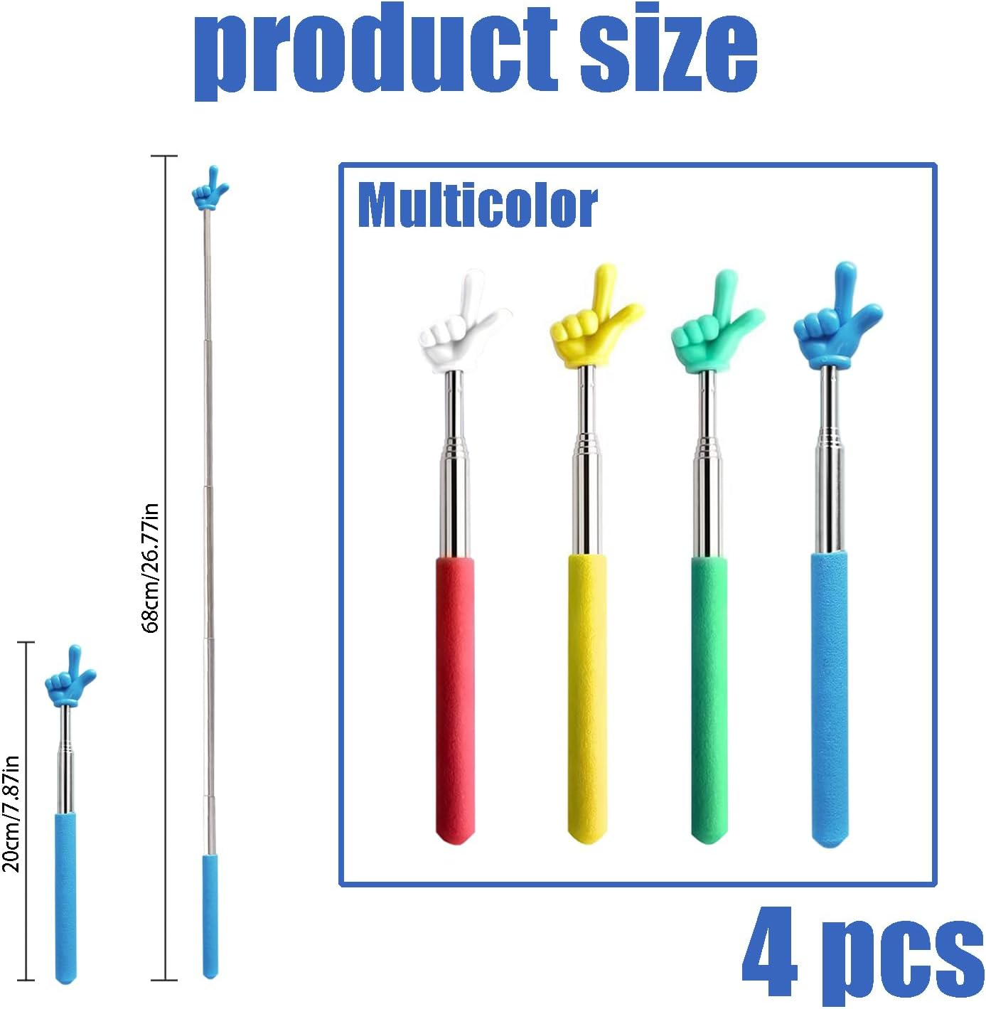 The Retractable Finger Reading Stick Adjusts the Teacher Pointer, Classroom Instruction, Educator Presentation Tools, Whiteboard Presentations, and Reading Aids (Red+Yellow+Blue+Green) image number 3