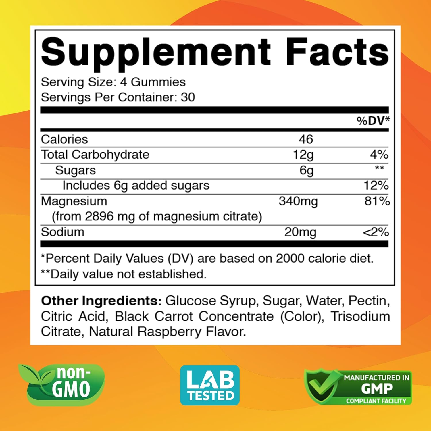 Extra Strength Magnesium Gummies, Supports Nerve Health, Bone Health, Muscle Health - 120 Gummies - (340 Mg of Elemental Magnesium from 2896 Mg of Magnesium Citrate / 4 Gummies) image number 4