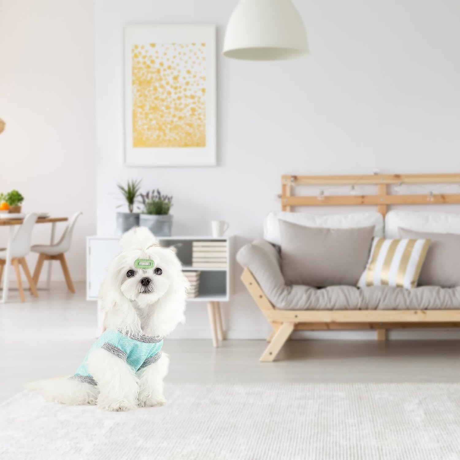 Pack of 2 Dog Shirts for Small Dogs, Summer Dog Shirt, Sleeveless Dog Vest, Soft and Comfortable, Breathable Pet T-Shirt, Suitable for Dogs, Girls, Boys, Grey and Green, S image number 1