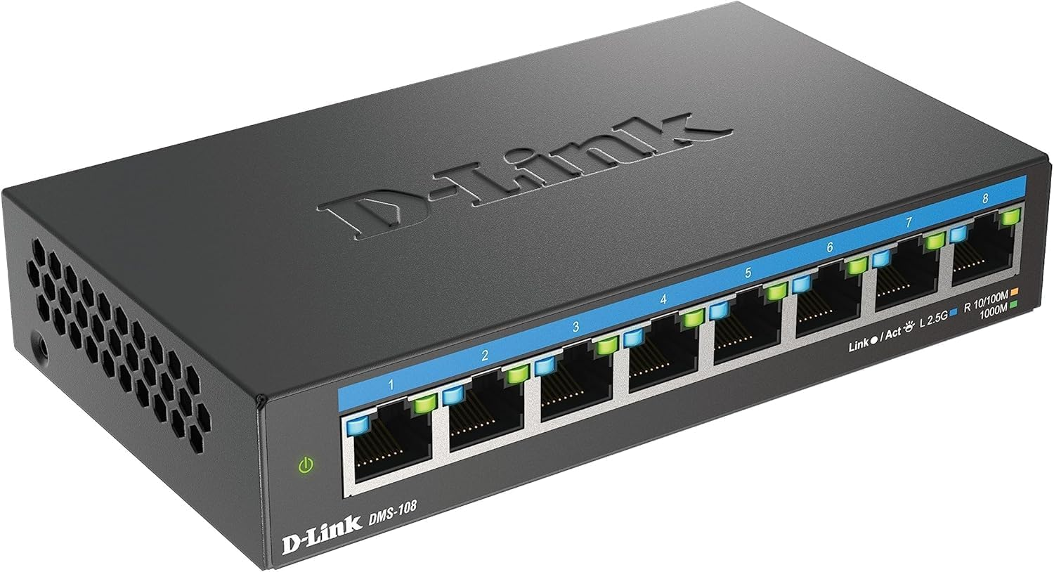 D-Link 8-Port 2.5G Network Switch, Multi-Gigabit Unmanaged Ethernet Switch, Plug & Play 2.5GB Ethernet Switch, Ideal for Gaming, Offices & NAS PC, Fanless, Desktop / Wall Mount 2.5GBE Switch (DMS-108) image number 1