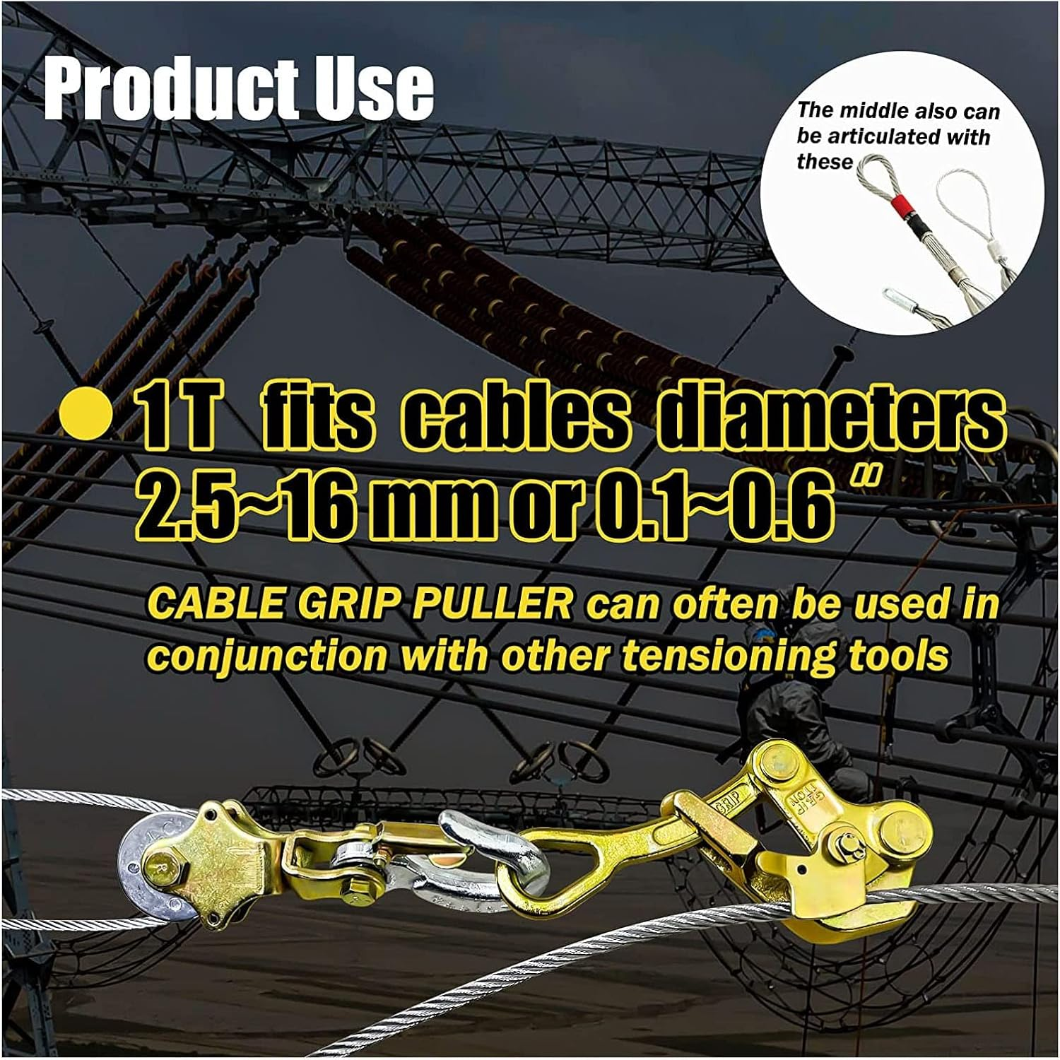 Cable Grip Wire Gripper, Cable Grip Puller, Universal Cable Gripper Puller, Hand Winch Cable Puller for Trailers Ships Rvs Trucks (0.5T) image number 4