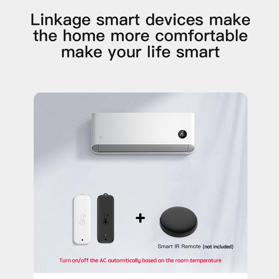 Uantii Tuya Wifi Temperature Humidity Detector Smart Hygrometer Thermometer Sensor Works with Smart Life App and Compatible with Alexa Works with Google Home (White-1Pcs)