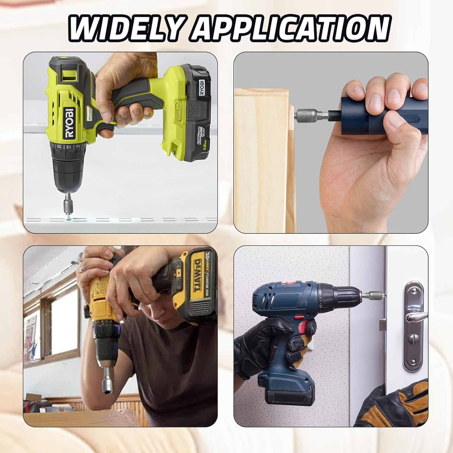 Hordion 2 Pcs Hex Nut Driver Bits 10Mm, 1/4" Hex Shank Quick-Change Power Nut Driver for Electric Drill image number 4