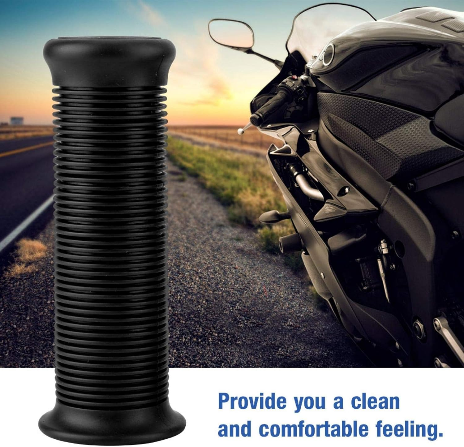 Motorcycle Hand Bar Grips 1Inch 25Mm Universal Motorcycle Hand Bar Grips Non Slip TPU Handle Comfort Hand(Black) for Rubber Motorcycle Grips 1 Inch Handlebar Grips 1 Inch 1" Diameter Grips 1 I image number 6