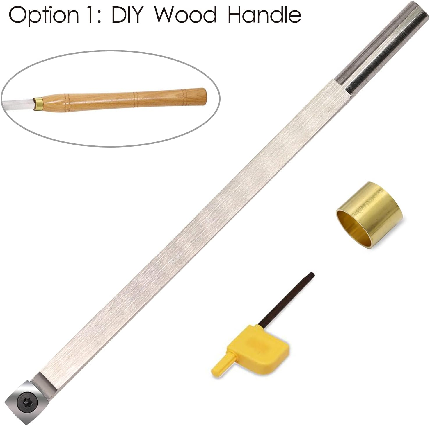 10 Inches Wood Turning Tools Carbide Tipped Lathe Chisel Rougher Tool Bar with 15Mm Square Radius Carbide Insert for Wood Hobbyist or DIY or Carpenter,Handle Not Include image number 1