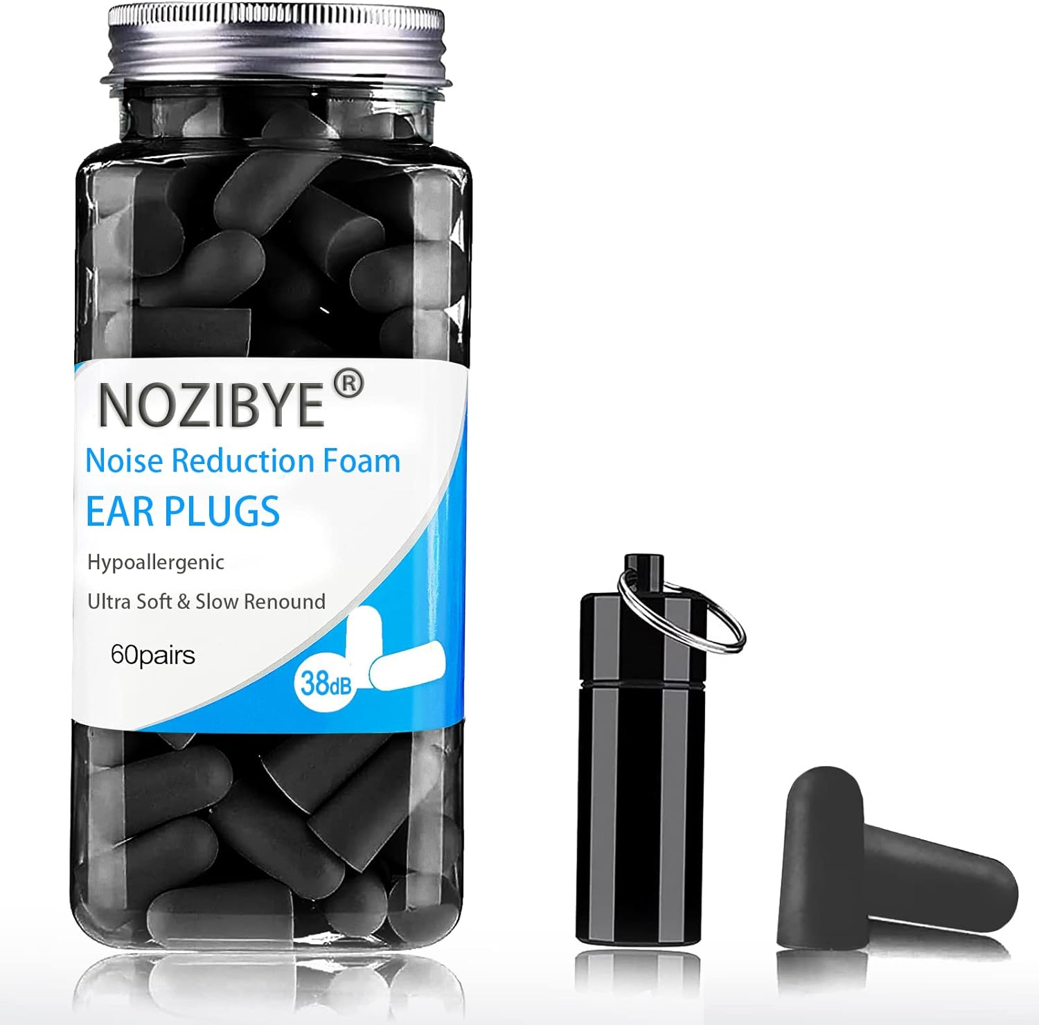 Nozibye Ultra Soft Foam Earplugs, 120 Pieces (60 Pairs) - 38Db SNR Noise Cancelling Ear Plugs for Sleeping, Shooting, Snoring, Studying, Concerts, Work, Loud Sound Reduction (Mint Green)