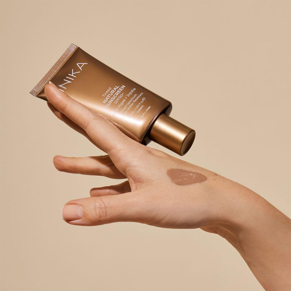 INIKA Tinted Natural Sunscreen SPF50+ | Sun Protection + Tinted + Skincare. Prevents UV Damage + Anti-Ageing Pink Algae & Jojoba Oil. Broad Spectrum, 100% Mineral Non-Nano Zinc Oxide. 50Ml image number 2