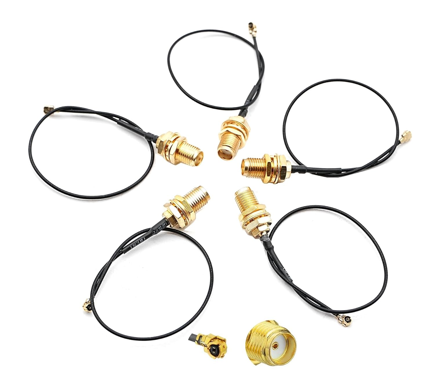 DIGISHUO 5Pcs 20Cm IPX UFL to SMA Extension Cable | SMA Female to IPX IPEX-1 Cord Antenna Pigtail Cable | Low Loss 1.13Mm IPEX to SMA Bulkhead Coaxial Cable | 50Ohm for Network Card, Mini PCI (20Cm) image number 2