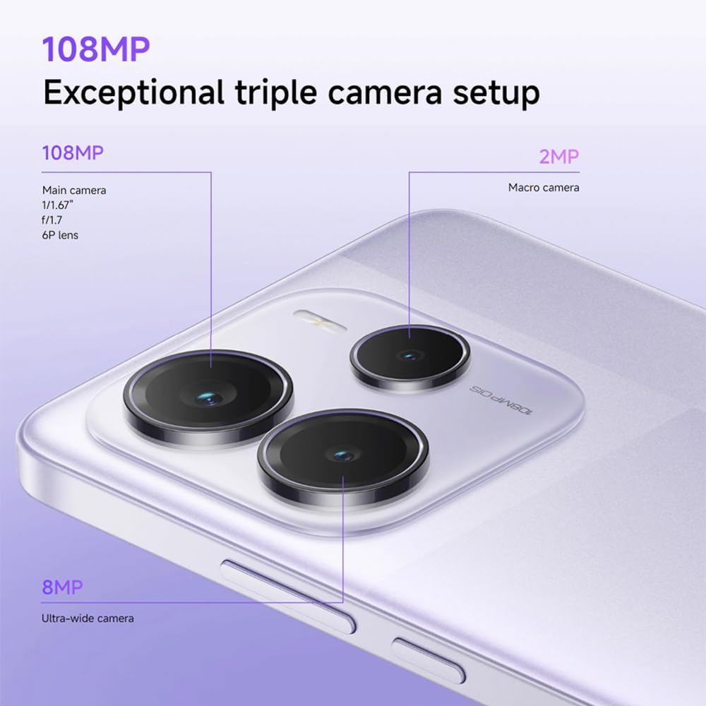 Xiaomi Redmi Note 14 5G + LTE (For Tmobile Mint Tello Global) (512GB + 12GB) 6.67" NFC 120Hz 108MP AI Triple Cam Unlocked Model 24094RAD4G Dual Sim (Lavender Purple) image number 4