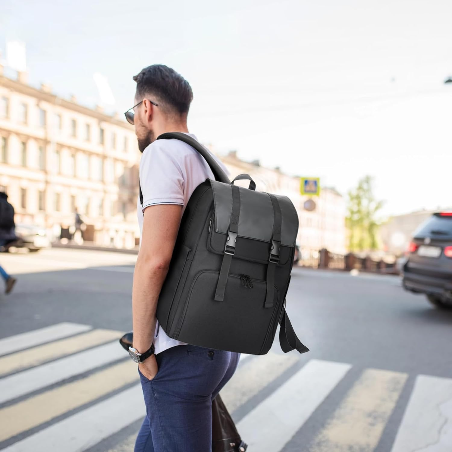 BERTASCHE Lunch Rucksack, Laptop Rucksack 15,6 Zoll Mit Isoliertes K&uuml;hltasche F&uuml;r Herren Und Damen, 2-In-1-Arbeitsrucksack F&uuml;r Uni, Business, Pendler, Reisen, Schwarz image number 6
