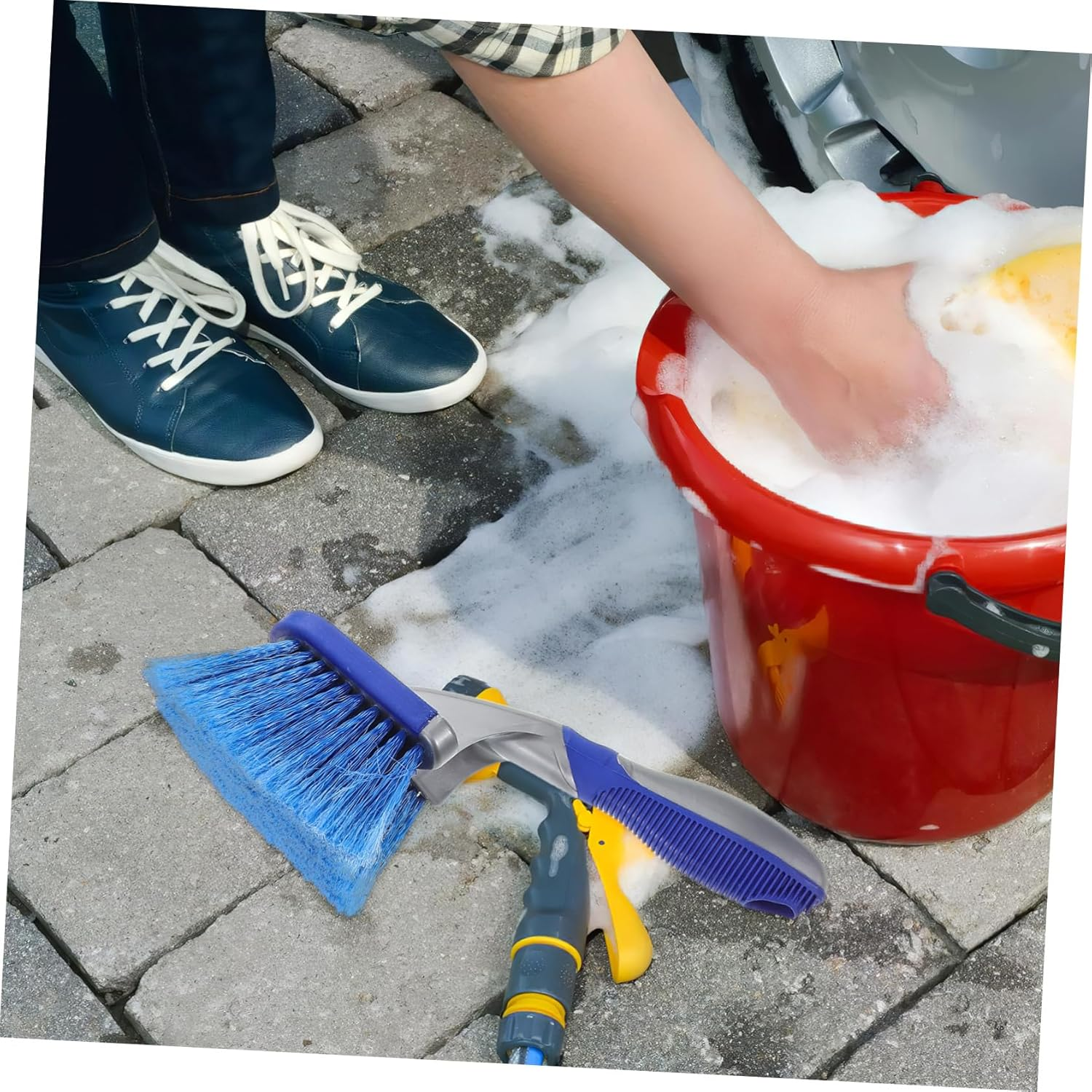 CLISPEED 2Pcs Ergonomic Tire Brush Soft Detailing Wheel Brushes for Car Cleaning and Easy Maintenance Gentle Bristles for Scratch Wheel Care for All Vehicle Types image number 2