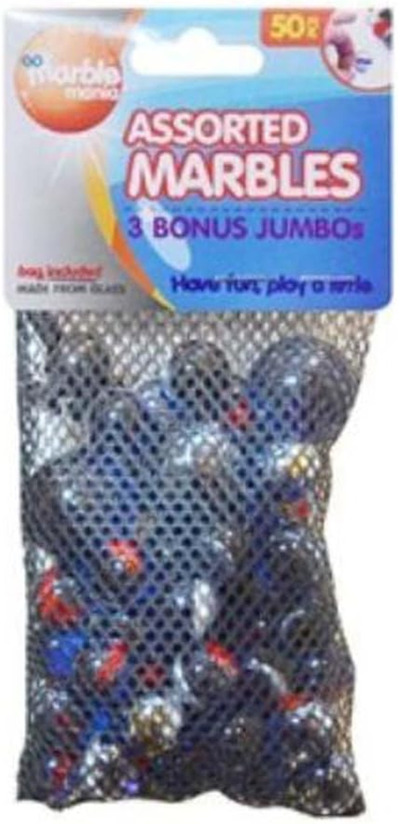 Yatsal Glass Marbles and 3 Jumbo Marbles with Bag 50-Pieces