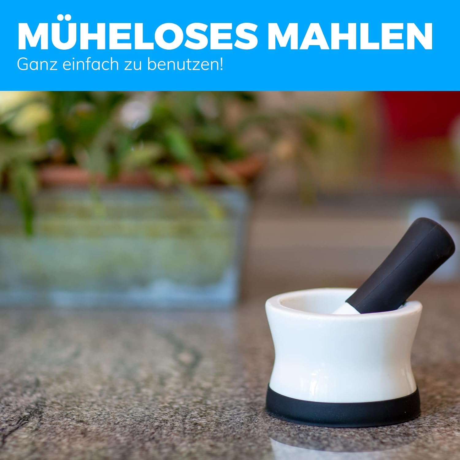 Ez-Grip Silicone & Porcelain Mortar and Pestle with Non-Slip Detachable Silicone Base - Best for Guacamole - Dishwasher Safe by Cooler Kitchen image number 3