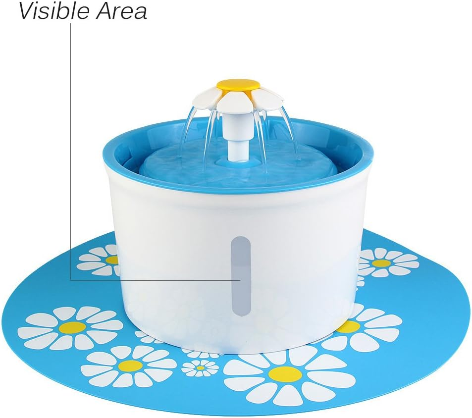 Cat Drinking Fountain Cat Dog Pet Water Fountain Flower Automatic Water Cat Bowl with Free Water Fountain Filter and Silicone Pad, Upgraded 1.6 Liter/54 Oz Pet Water Dispenser (Blue) image number 6