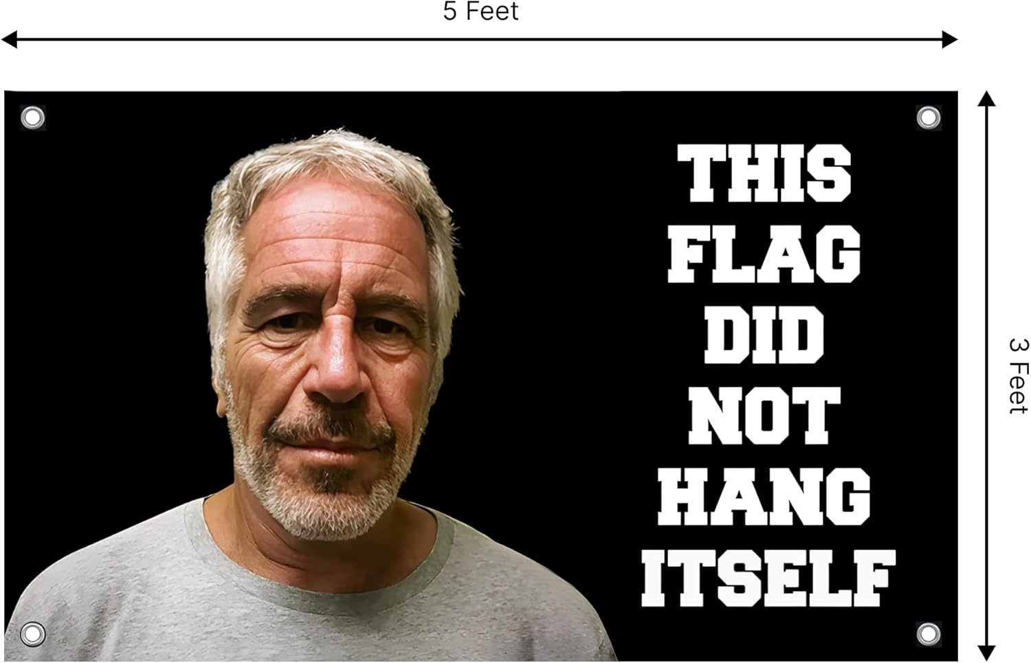 3X5 FT Banner with 4 Brass Grommets - This Flag Did Not Hang Itself - Jeffrey Epstein Tapestry Funny - Tapestrys Cool Wall Flag - College Dorm Room Meme Banners Flags for Bedroom Teen Guys Boys