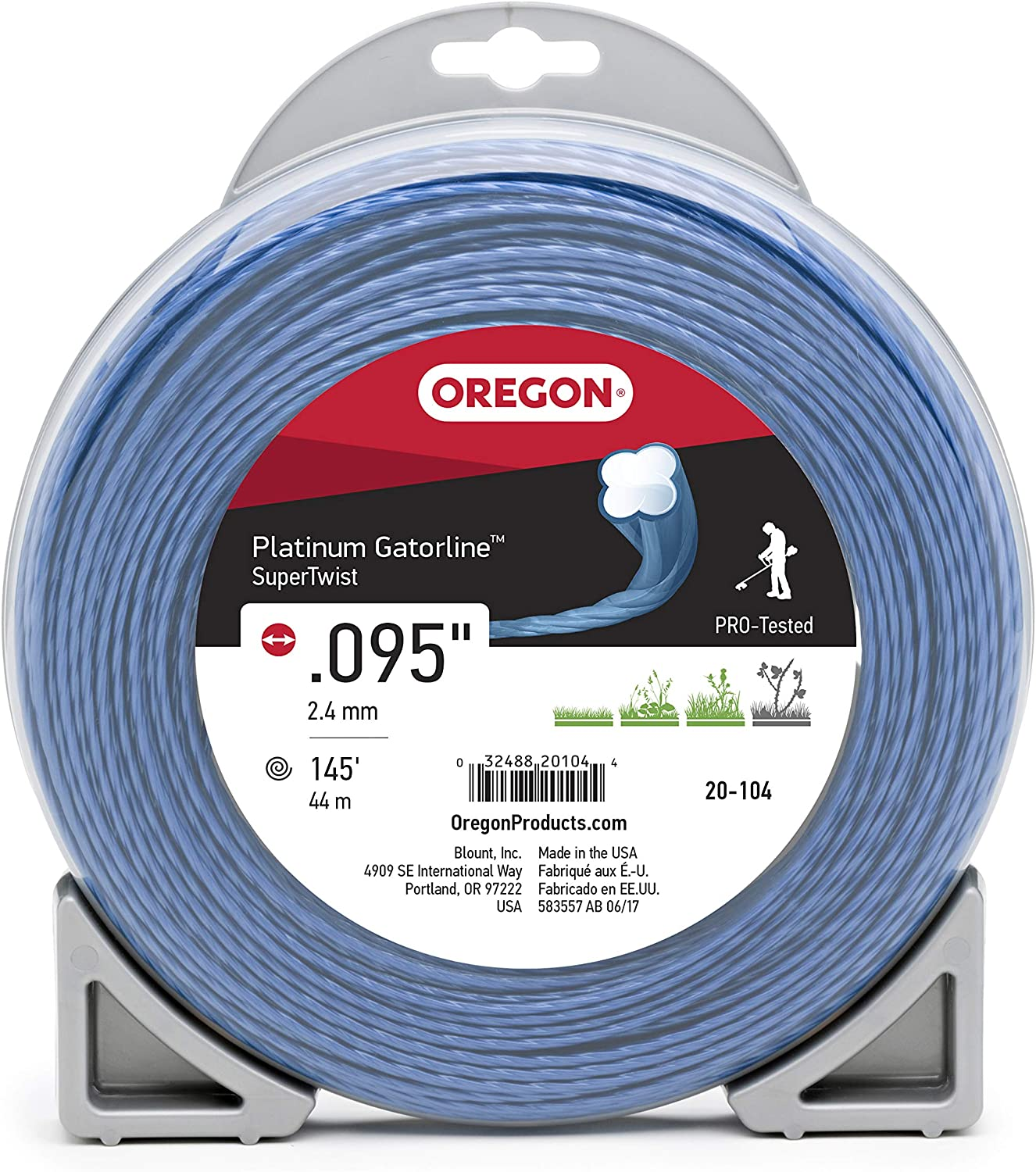 Oregon 20-106 Platinum Gatorline Supertwist Trimmer Line, .105-Inch, 1/2 Pound, Black