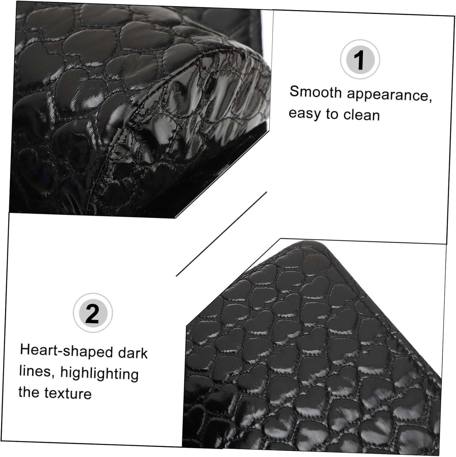 HEATSHAKING PU Leather Nail Art Hand Rest Cushion Comfortable Black Manicure Arm Pillow for Nail Techs Salon Home Use Detachable Washable Support Mat Training and Display