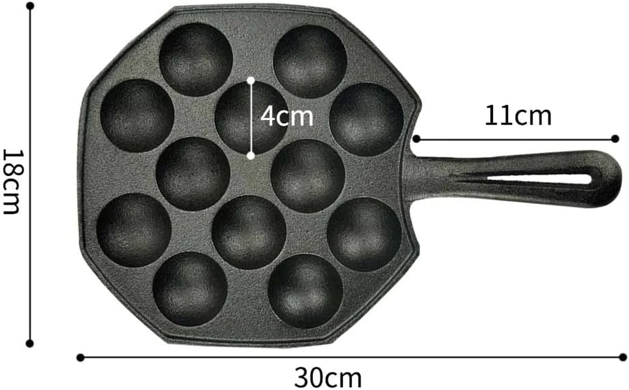 SOGA 18CM Cast Iron Takoyaki Fry Pan Octopus Balls Maker 12 Hole Cavities Grill Mold image number 4