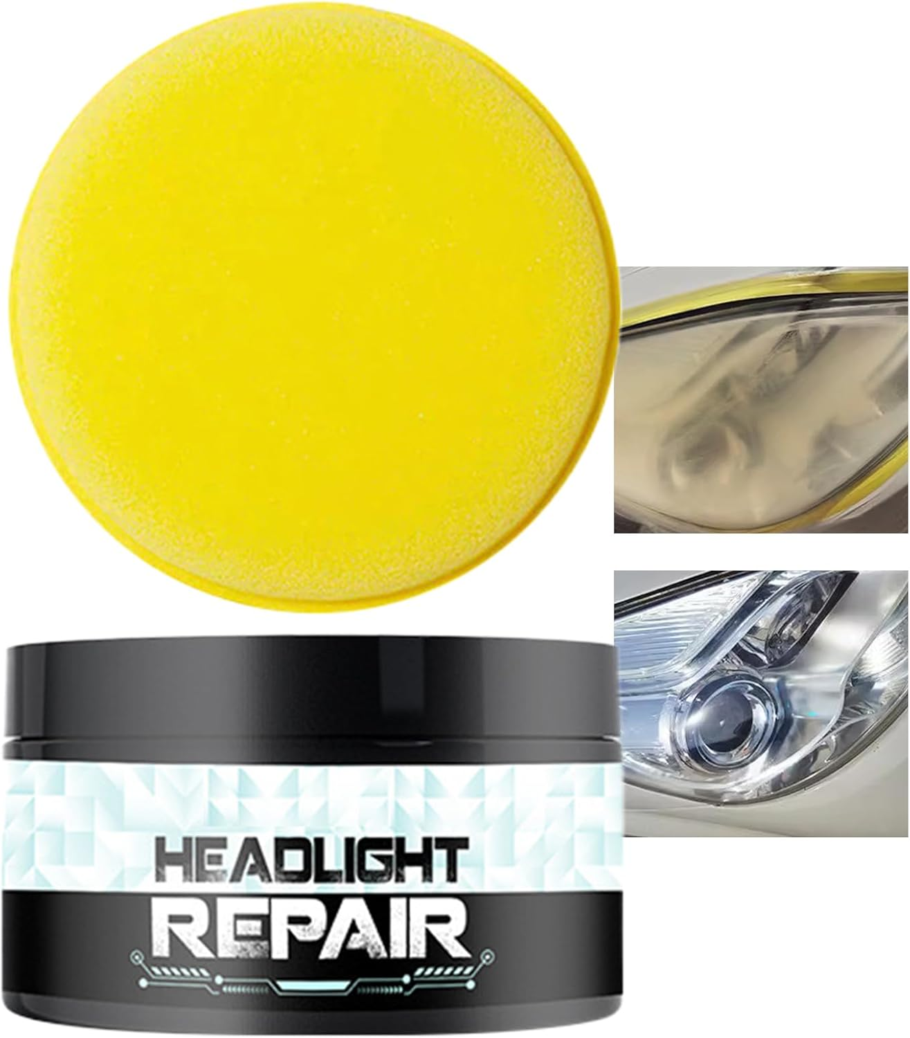 Headlight Restoration Kit - Car Headlight Repair Paste with Sponge,Deep Cleaning Automotive Polishing Yellow Remover for Vehicle Maintenance Night Driving Detailers Truck image number 2