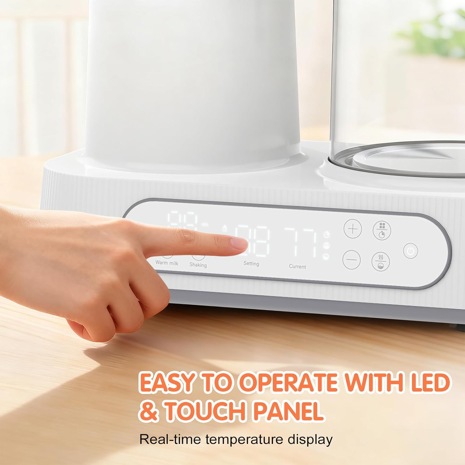 Advwin 2 in 1 Baby Bottle Milk Warmer & Shaker, Fast for Breastmilk & Formula, with Accurate Temperature Control, LCD Display, Timer, Off-Center & Smart Dual-Direction Mixing, Fits All Bottles