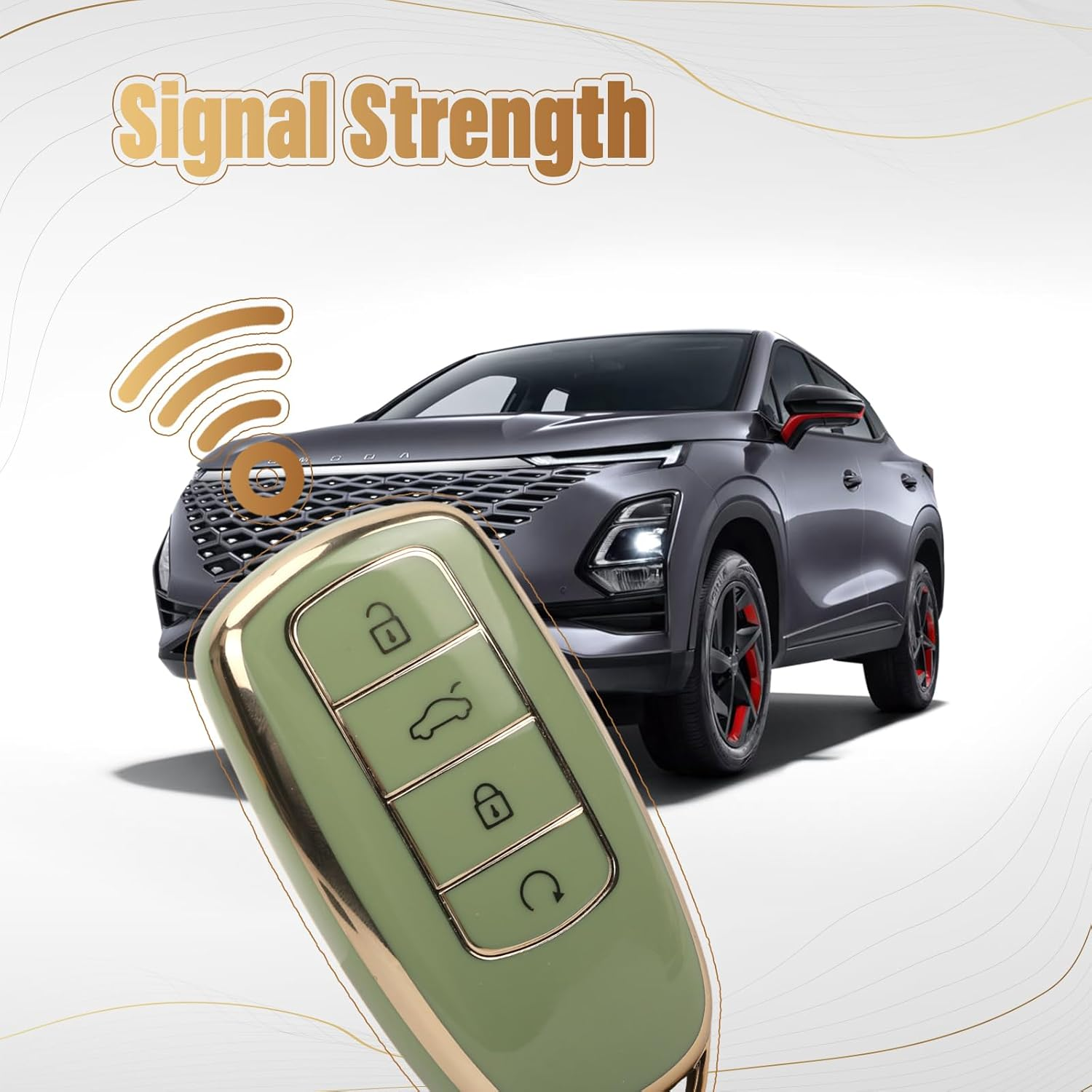 Fiohiros 2 Pcs Car Smart Key Fob Case TPU Car Key Protection Cover Compatible with Chery Omoda 5 Compatible with Tiggo 8 Pro (Green) image number 5