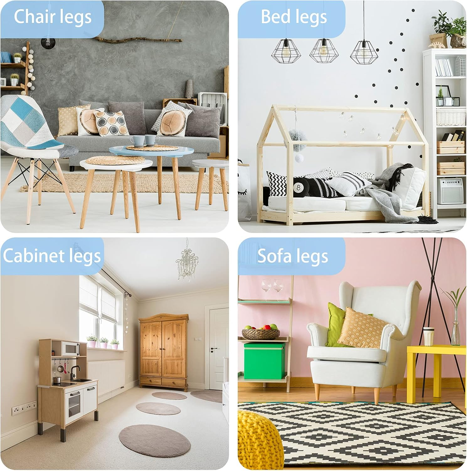 Carpet Protector Spiked Plastic round and Square Comfortable Touch Caster Cup Spiked Furniture Cup for Sofas, Tables, Chairs Offices Bookcases Other Furniture (12) image number 4