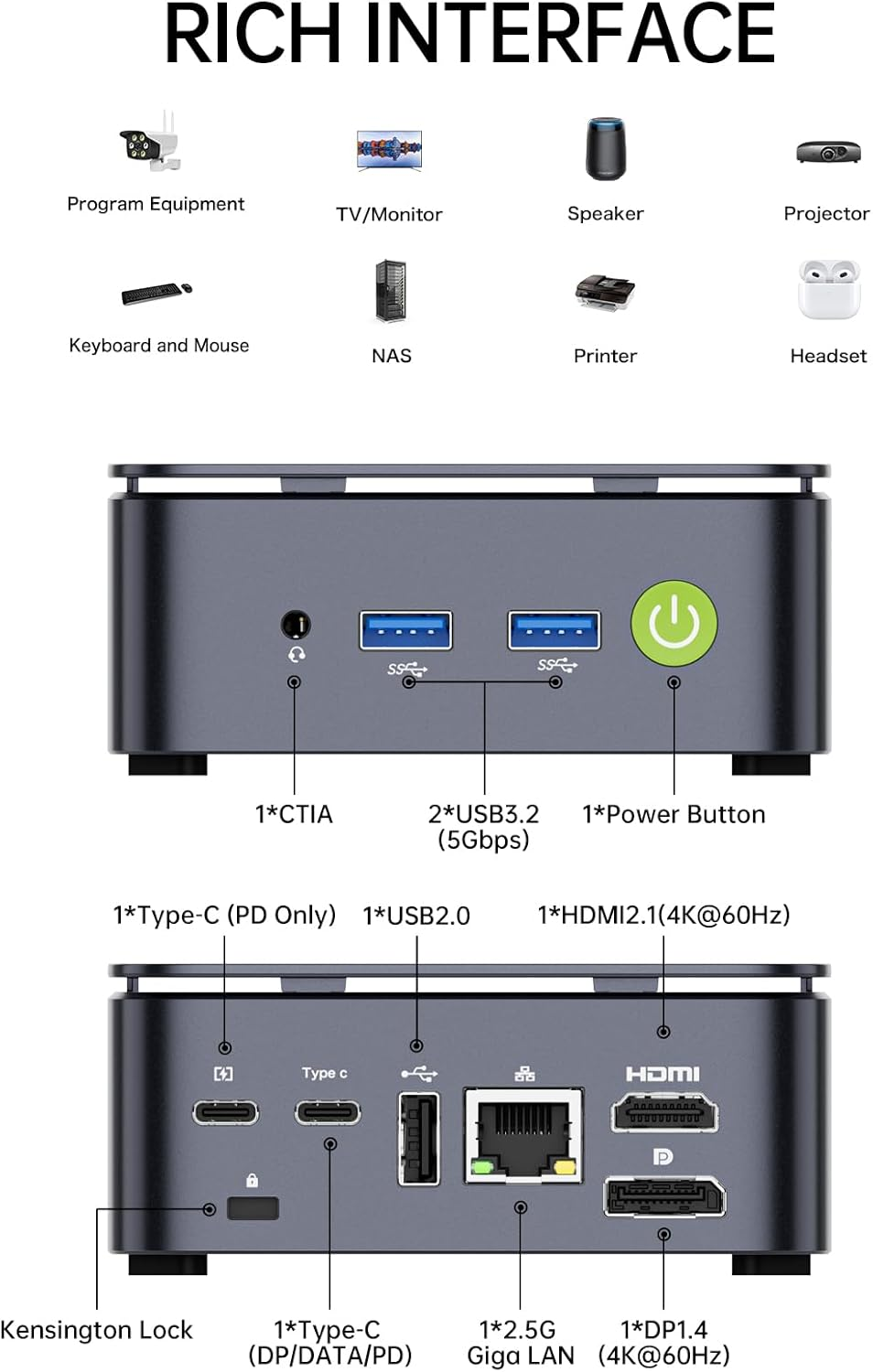 Gmktec Mini PC Ryzen 5 3500U (Beats N150) 16GB DDR4 256GB Nvme SSD 2.5Gbe NIC LAN Office Home Desktop Computers, HTPC Proxmox, HDMI 2.1, USB-C, DP Triple 4K Display Nucbox G10 image number 6