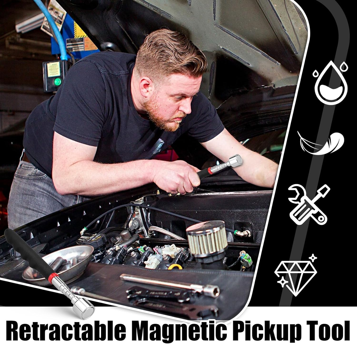 Telescoping Magnet Stick Tool, 20Lb Magnetic Pickup Tool, Magnet Stick Tool for Picking up Keys, Nuts image number 6