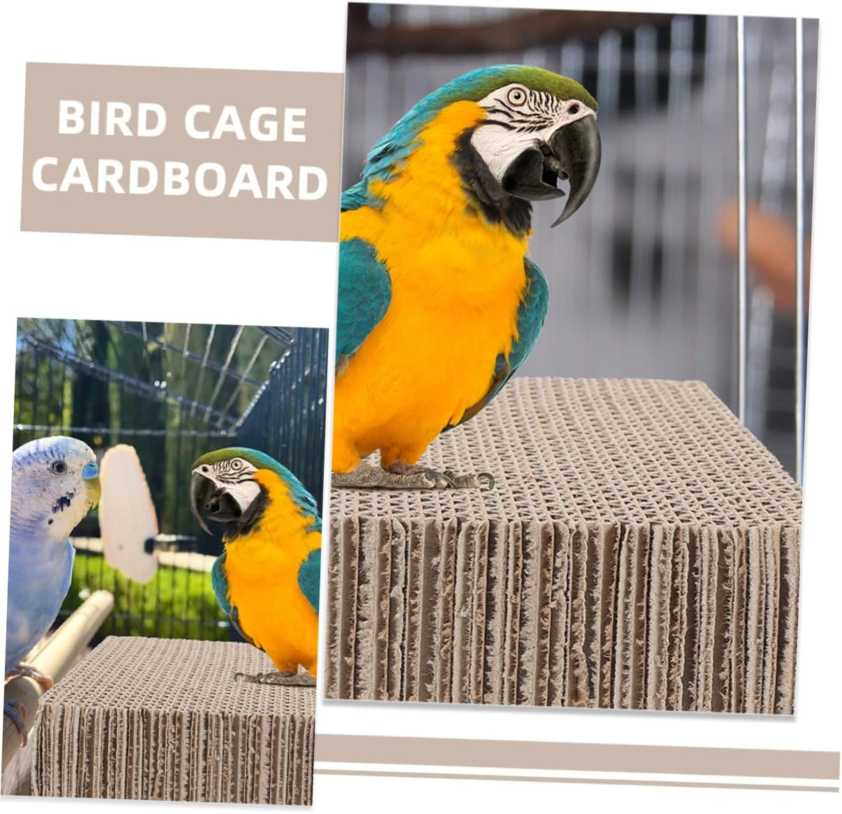 Happyyami 2Pcs Bird Perch Platform Stand Cardboard Exercise Toy Medium Size Parrot Play Stand for Cockatiels Budgies Cage Accessories image number 6